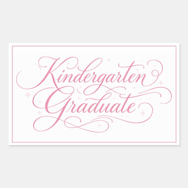 Süßer Rosa-Schrift Kindergarten Absolvent Rechteckiger Aufkleber (Vorderseite)