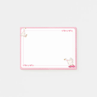 Süßer rosa Skateboard-Gans-Herz-Polka-Punkt Post-it Klebezettel