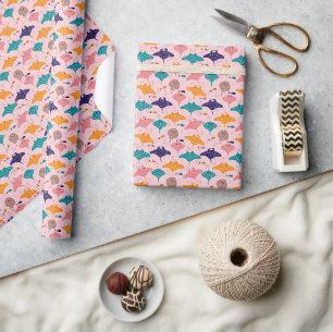 Süßer rosa Stachelrochen und Mantarochen-Fischmust Geschenkpapier