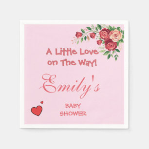 Süßer Rosa Teddybär Baby Shower  Serviette