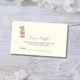 Süßer rosa Teddybär Golf Diaper-Raffa-Ticket Begleitkarte