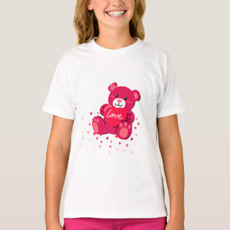 Süßer Rosa Teddybär Liebt Mädchen T-Shirt