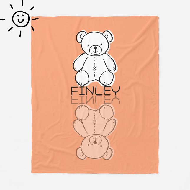 Süßer rosa Teddybär-Reflektions-Doodle mit individ Fleecedecke (Von Creator hochgeladen)