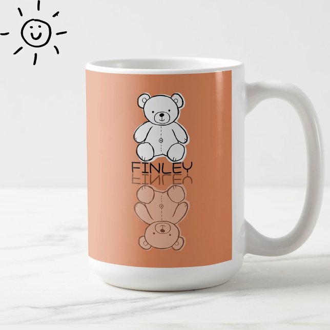 Süßer rosa Teddybär-Reflektions-Doodle mit individ Kaffeetasse (Von Creator hochgeladen)