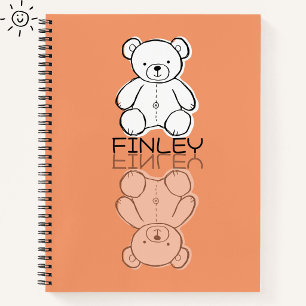 Süßer rosa Teddybär-Reflektions-Doodle mit individ Notizbuch