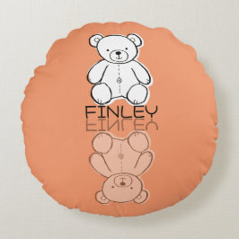 Süßer rosa Teddybär-Reflektions-Doodle mit individ Rundes Kissen