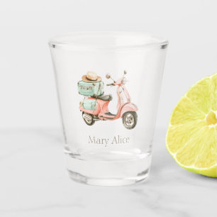 Süßer rosa und aquafarbener Strandroller Schnapsglas
