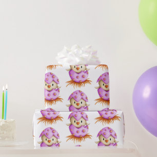 Süßer rosa Vogel schlüpft Mädchen Baby Dusche Geschenkpapier