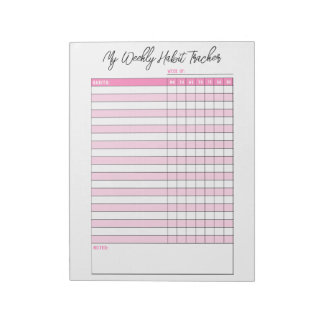 Süßer rosa wöchentlicher Gewohnheits-Tracker-Notiz Notizblock