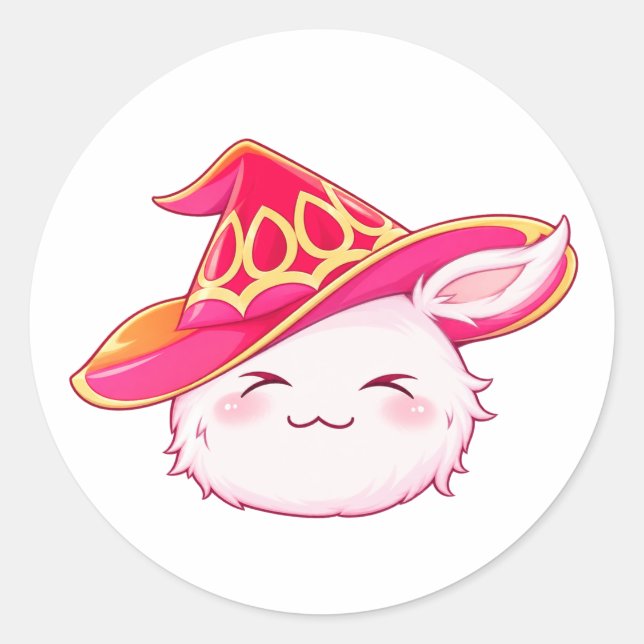  Süßer rosa Zauberer-Hasen-Aufkleber  Runder Aufkleber (Vorderseite)