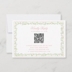 Süßer Rosé-Blütenrahmen RSVP mit Bogen-QR-Code