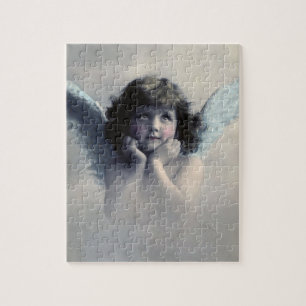 Süßer rosiger Backen Vintage Engel in den Wolken Puzzle