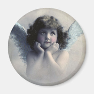 Süßer rosiger Vintage-Engel in Wolken Magnet