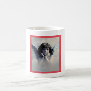 Süßer rosiger Vintage-Engel in Wolken Tasse