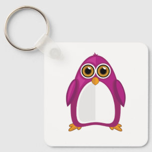 Süßer Rot-Violetter Pinguin Kawaii Cartoon Große A Schlüsselanhänger