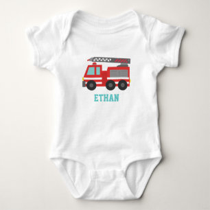 Süßer roter Feuerwehrwagen für kleine Feuerwehrmän Baby Strampler