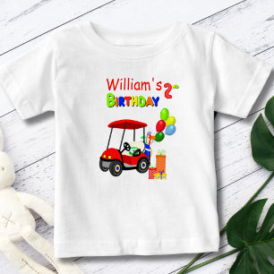 Süßer roter Golfwagen zum 2. Geburtstag für Jungen Baby T-shirt