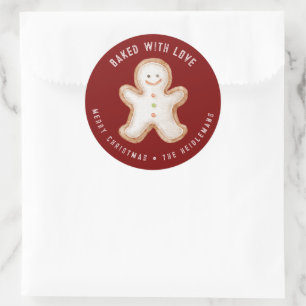 Süßer roter Lebkuchenmann Weihnachtsbäckerei Runder Aufkleber
