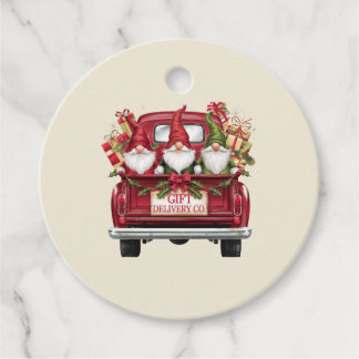 Süßer roter Lieferwagen, Gnome Pakete Geschenk ode Geschenkanhänger