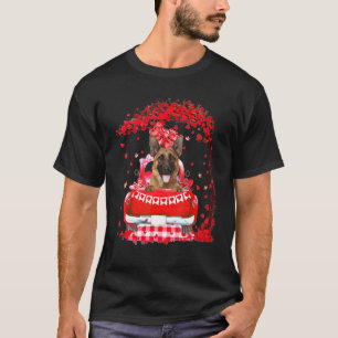 Süßer roter LKW Deutscher Schäferhund Valentinstag T-Shirt