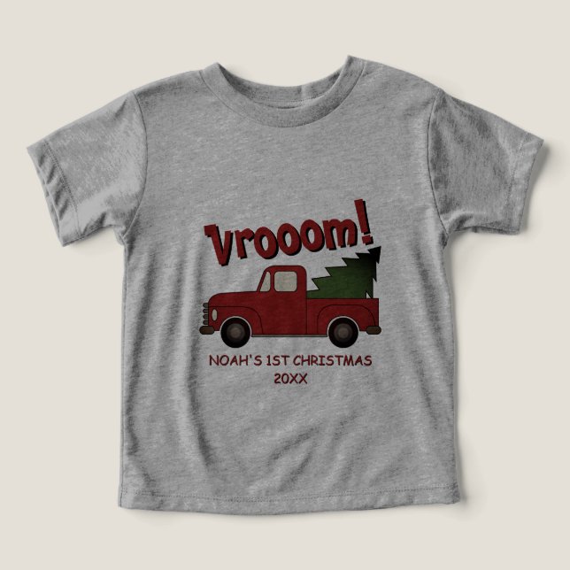 Süßer roter LKW mit Weihnachtsbaum individuell (Design Vorderseite)