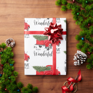 Süßer roter LKW Weihnachtsbaum Feiertage Xmas Geschenkpapier
