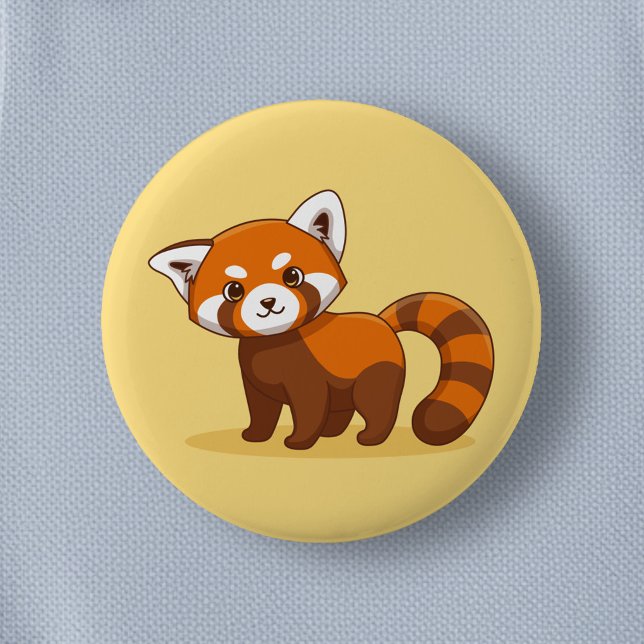 Süßer Roter Panda auf Gelb Button (Von Creator hochgeladen)