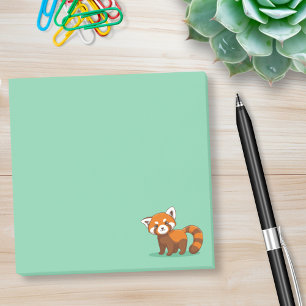 Süßer Roter Panda auf Grün Post-it Klebezettel
