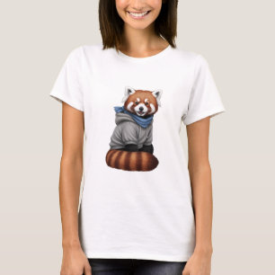 Süßer Roter-Panda-Charakter mit Kapuzenpullover un T-Shirt