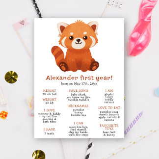 Süßer Roter Panda Erster Geburtstag Meilenstein Ge Poster