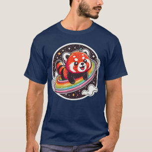 Süßer Roter Panda im Weltraum Cartoon-Stil Lustig T-Shirt