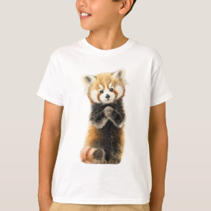Süßer Roter Panda Steht Fluffige Kinder T-Shirt