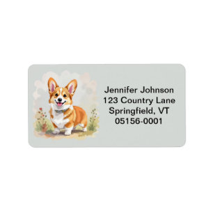 Süßer roter Pembroke Welsh Corgi Hund Adressaufkleber