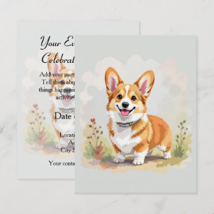 Süßer roter Pembroke Welsh Corgi Hund Einladung