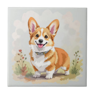 Süßer roter Pembroke Welsh Corgi Hund Fliese