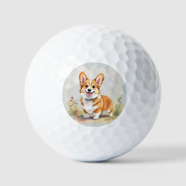 Süßer roter Pembroke-Welsh-Corgi-Hund Golfball (Vorderseite)