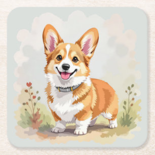Süßer roter Pembroke Welsh Corgi Hund Rechteckiger Pappuntersetzer