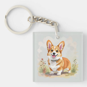 Süßer roter Pembroke Welsh Corgi Hund Schlüsselanhänger