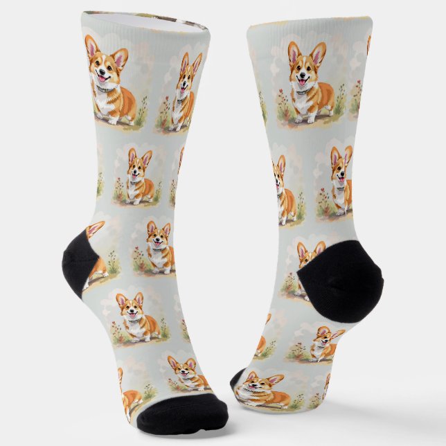 Süßer roter Pembroke Welsh Corgi Hund Socken (Gewinkelt)