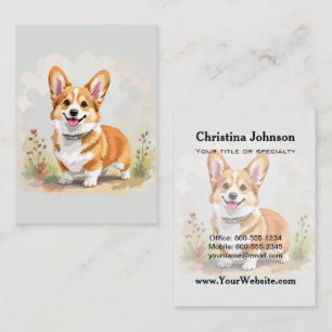 Süßer roter Pembroke Welsh Corgi Hund Visitenkarte