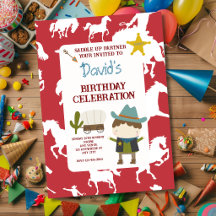 Süßer roter Pferde-Cowboy-Jungen-Geburtstag