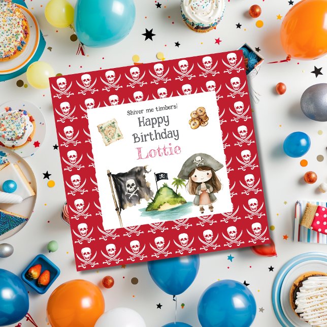 Süßer roter Pirat Kindergeburtstag Serviette (Von Creator hochgeladen)