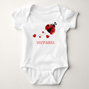 Süßer roter und schwarzer Marienkäfer Body Baby Strampler
