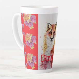 Süßer Rotfuchs-Tier-Rosen-Wasserfarben-Latte-Mug Milchtasse