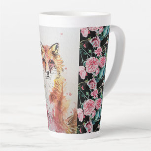 Süßer Rotfuchs-Tier-Rosen-Wasserfarben-Latte-Mug Milchtasse