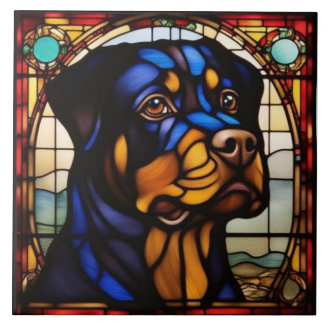 Süßer Rottweiler-Dekorationskeramikfliese Fliese (Vorderseite)