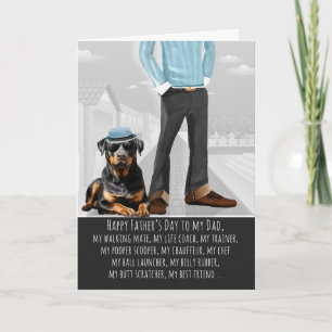 Süßer Rottweiler-Hund und Papa Lustiger Vatertag Feiertagskarte