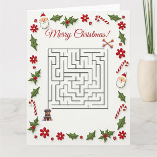 Süßer Rottweiler-Hund Weihnachts-Labyrinth-Puzzle Karte