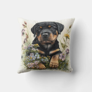 Süßer Rottweiler-Welpe im Wasserfarben-Stil Kissen