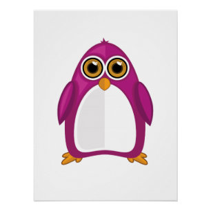 Süßer Rotvioletter Pinguin – Kawaii Cartoon Pingui Poster